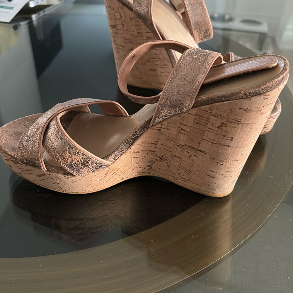 Stuart weitzman cork distresses platform wedges